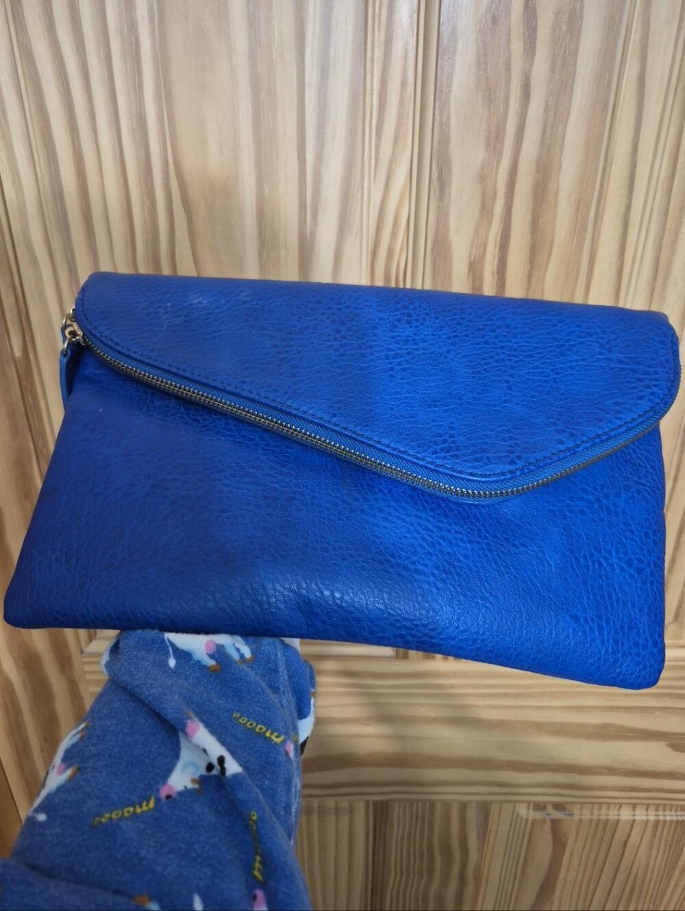 Urban Expressions Cobalt Blue Faux Leather Envelope Clutch Shoulder Bag